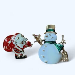 Santa & Snowman Pin Set NEW